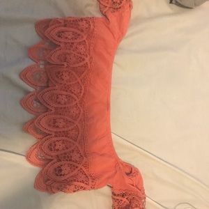Salmon colored Off the shoulder crop top